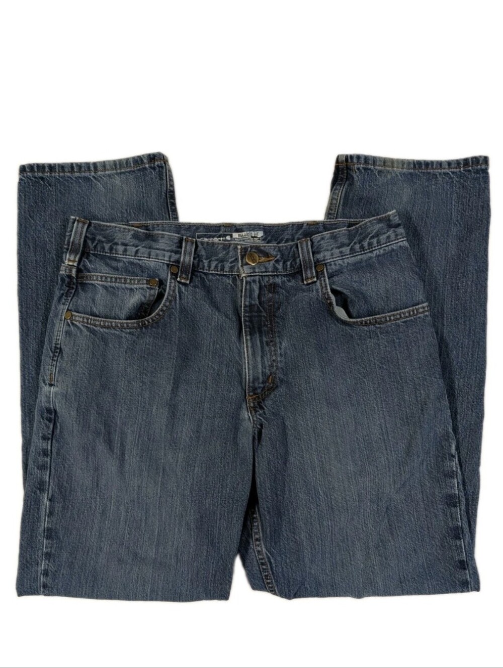 Carhartt Jeans Mens 34x32 Relaxed Fit Blue Denim 100% Cotton Workwear 105119